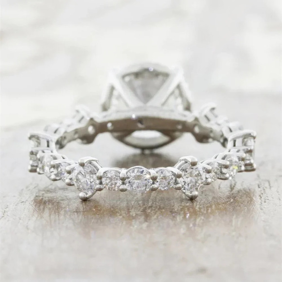 💎Dainty Pave Pure Shiny Gemstone Silver Wedding Rings for Women, MARR9052 - Picture 5 of 5